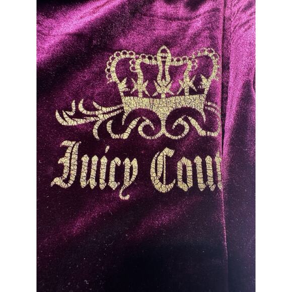 Juicy Couture Velour Tracksuit Burgundy Gold Logo Zip Hoodie Pants Set M Y2K Lux - Picture 11 of 12
